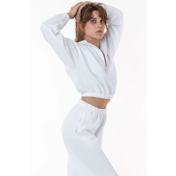 Los Angeles Apparel FLEX FLEECE HALF ZIP CROPPED PULLOVER M L - Picture 1 of 2